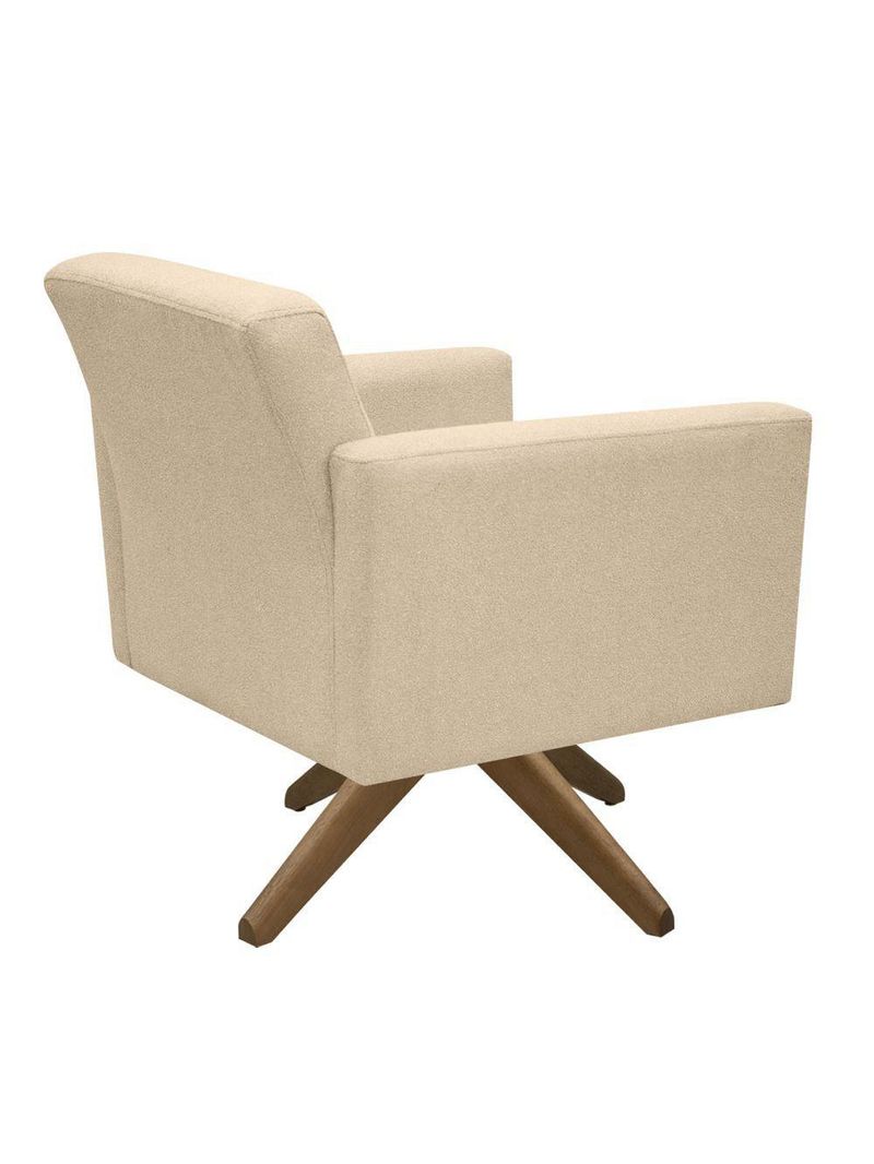 Poltrona Jade Aconchego Decor Tecido Boucle Base Giratória Areia