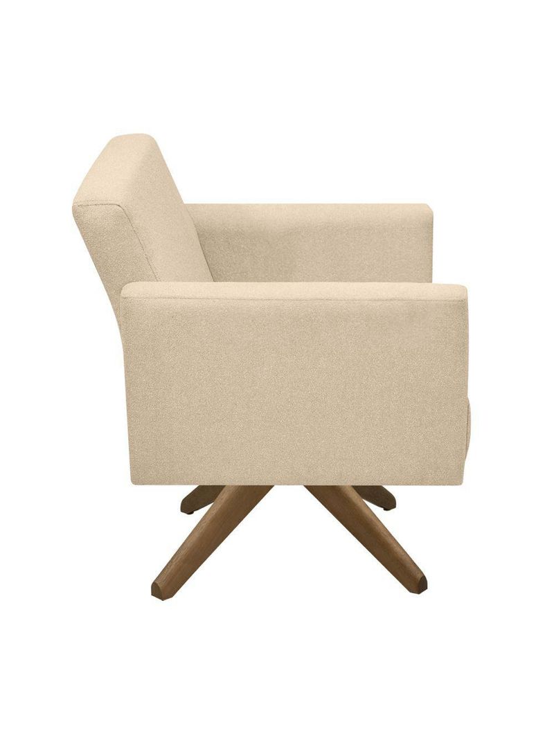 Poltrona Jade Aconchego Decor Tecido Boucle Base Giratória Areia