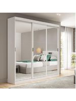 Guarda Roupa Casal 3 Portas 4 Gav Espelho Branco Carraro 1144