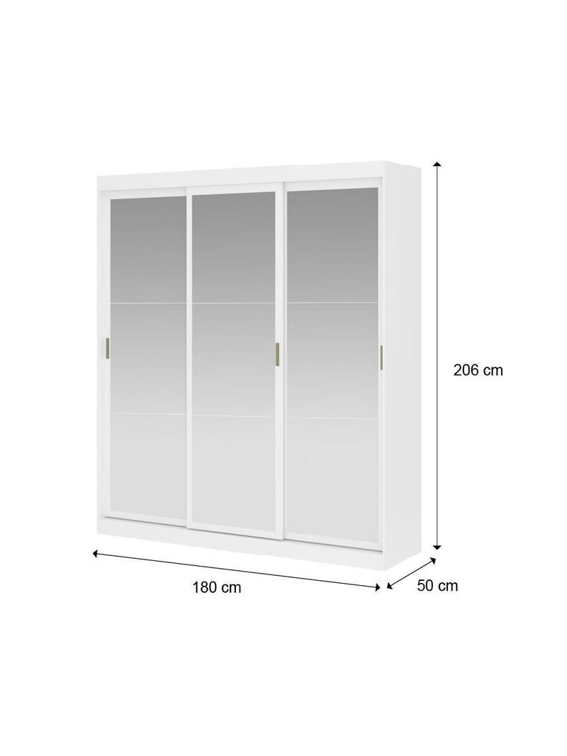 Guarda Roupa Casal 3 Portas 4 Gav Espelho Branco Carraro 1144