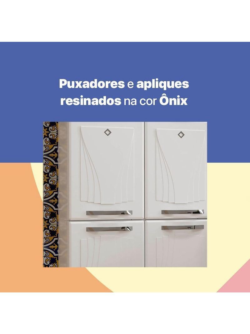 Cozinha de Aço Completa Telasul Star New Branco 3 Vidros Balcão para Pia