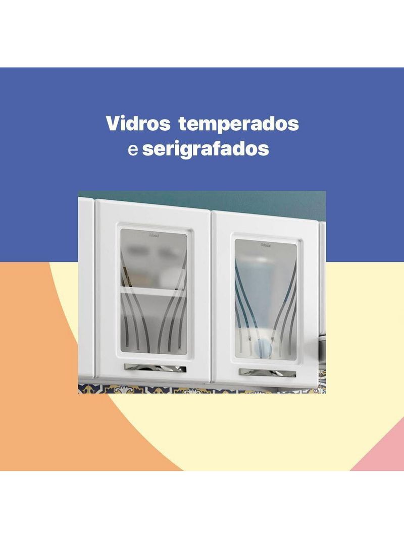 Cozinha de Aço Completa Telasul Star New Branco 3 Vidros Balcão para Pia