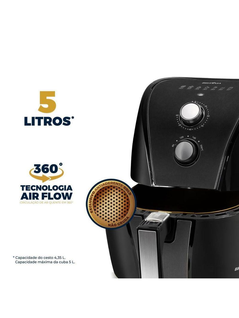 Air Fryer Britânia 5L Antiaderente Gold 1500W BAF45A 110V
