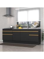 Kit 2 Balcões Com Rodapé Gabinete Pia E Cooktop Preto