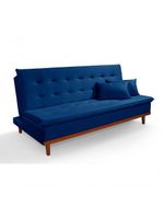 Sofá Cama Reclinável Santorini Veludo Confortável Base De Madeira Azul Marinho 171