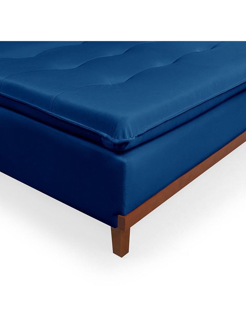 Sofá Cama Reclinável Santorini Veludo Confortável Base De Madeira Azul Marinho 171