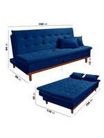 Sofá Cama Reclinável Santorini Veludo Confortável Base De Madeira Azul Marinho 171