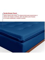 Sofá Cama Reclinável Santorini Veludo Confortável Base De Madeira Azul Marinho 171