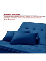 Sofá Cama Reclinável Santorini Veludo Confortável Base De Madeira Azul Marinho 171