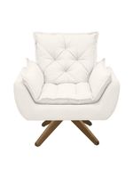 Poltrona Opala Conforto Base Giratória Madeira Tecido Boucle Branco
