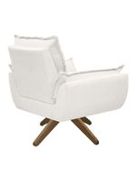Poltrona Opala Conforto Base Giratória Madeira Tecido Boucle Branco