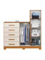 Cômoda New Master Quarto com 5 Gavetas 2 Portas e Espelho Cinamomo/Off White