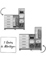 Cômoda New Master Quarto com 5 Gavetas 2 Portas e Espelho Cinamomo/Off White