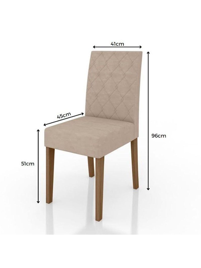 Conjunto Sala De Jantar Mesa Liz 6 Cadeiras Jade Poliman Carvalho Com Off White