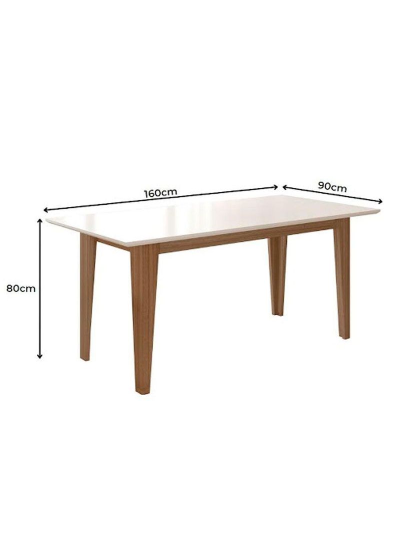 Conjunto Sala De Jantar Mesa Liz 6 Cadeiras Jade Poliman Carvalho Com Off White