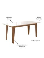 Conjunto Sala De Jantar Mesa Liz 6 Cadeiras Jade Poliman Carvalho Com Off White