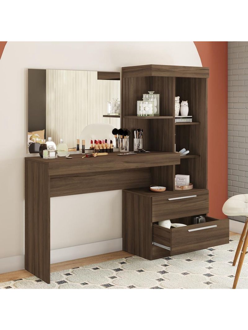 Penteadeira Com Espelho Nogal Trend Notável Móveis Nogal