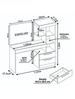 Penteadeira Com Espelho Nogal Trend Notável Móveis Nogal