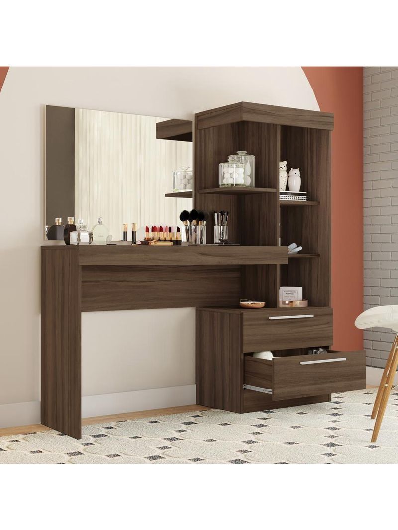 Penteadeira Com Espelho Nogal Trend Notável Móveis Nogal