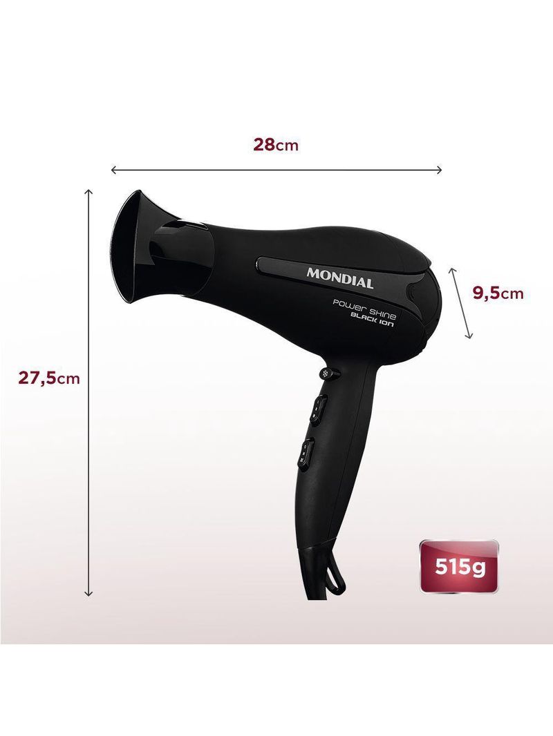 Secador De Cabelos Power Shine Black Sc-13 220v-preto