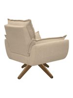 Poltrona Opala Conforto Base Giratória Madeira Tecido Boucle Areia