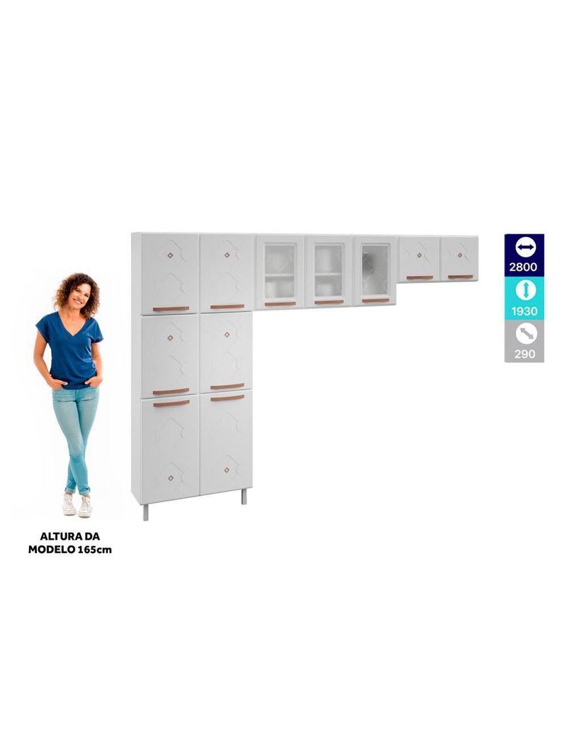 Cozinha Compacta Aço Telasul Mirage New 3vidros 3pçs Branco