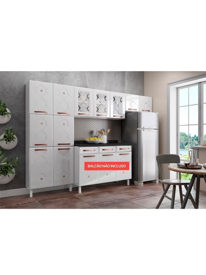 Cozinha Compacta Aço Telasul Mirage New 3vidros 3pçs Branco