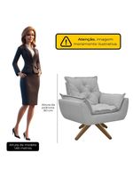 Poltrona Opala Conforto Base Giratória Madeira Tecido Boucle Cinza Escuro