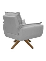 Poltrona Opala Conforto Base Giratória Madeira Tecido Boucle Cinza Escuro