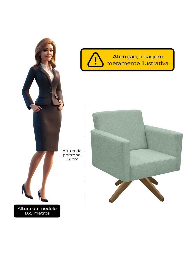 Poltrona Jade Aconchego Decor Tecido Boucle Base Giratória Verde