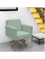 Poltrona Jade Aconchego Decor Tecido Boucle Base Giratória Verde