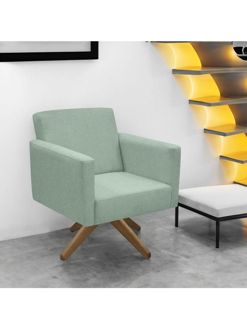 Poltrona Jade Aconchego Decor Tecido Boucle Base Giratória Verde