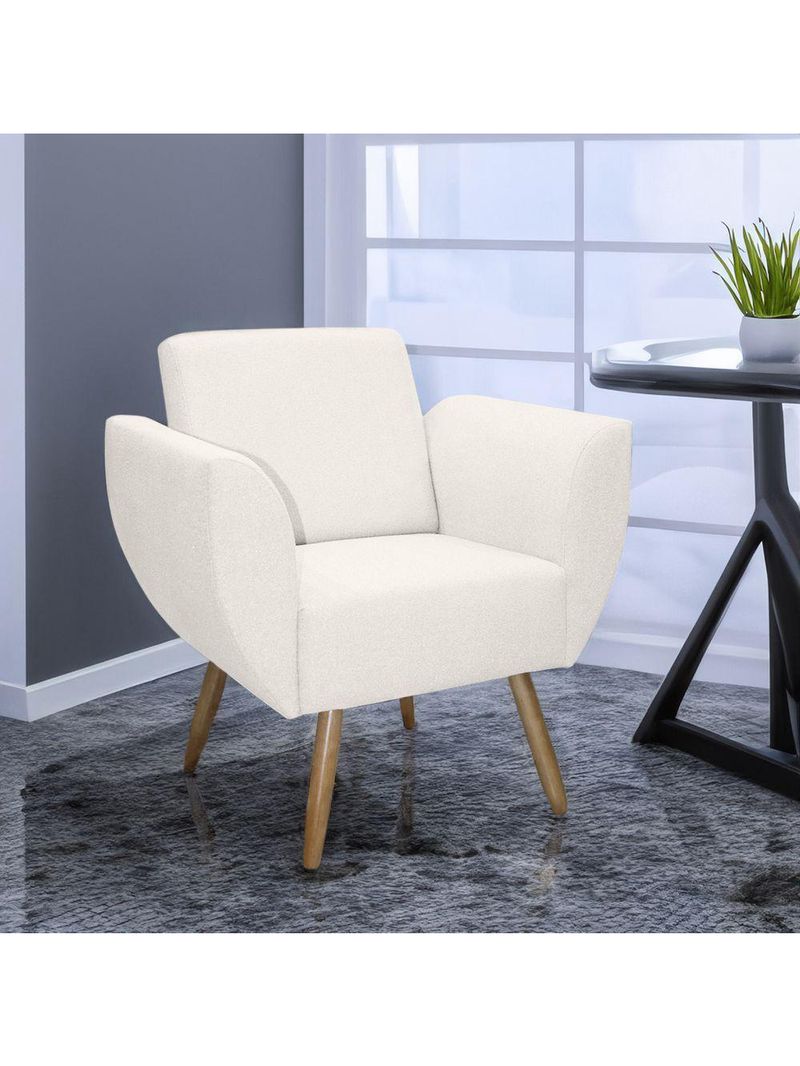 Poltrona Jolly Decorativa Em Tecido Boucle Com 1 Assento Branco