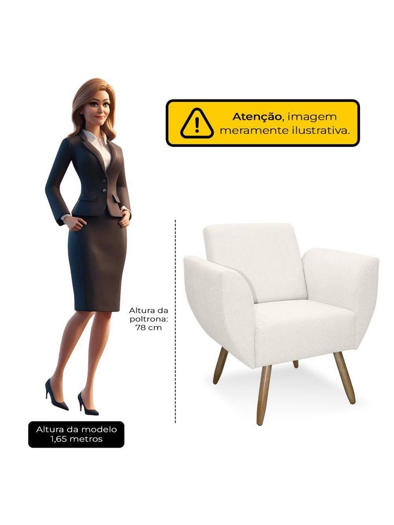 Poltrona Jolly Decorativa Em Tecido Boucle Com 1 Assento Branco