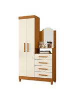 Guarda Roupa Cômoda Capri 2 Portas 4 Gavetas e Espelho Cinamomo/Off White