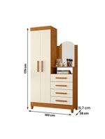 Guarda Roupa Cômoda Capri 2 Portas 4 Gavetas e Espelho Cinamomo/Off White