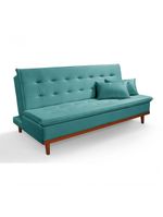 Sofá Cama Reclinável Santorini Veludo Confortável Base de Madeira Azul Turquesa 169
