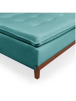 Sofá Cama Reclinável Santorini Veludo Confortável Base de Madeira Azul Turquesa 169