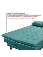 Sofá Cama Reclinável Santorini Veludo Confortável Base de Madeira Azul Turquesa 169