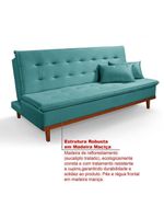 Sofá Cama Reclinável Santorini Veludo Confortável Base de Madeira Azul Turquesa 169