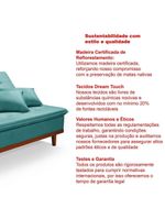 Sofá Cama Reclinável Santorini Veludo Confortável Base de Madeira Azul Turquesa 169