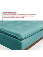 Sofá Cama Reclinável Santorini Veludo Confortável Base de Madeira Azul Turquesa 169