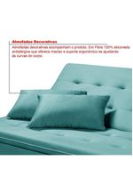 Sofá Cama Reclinável Santorini Veludo Confortável Base de Madeira Azul Turquesa 169