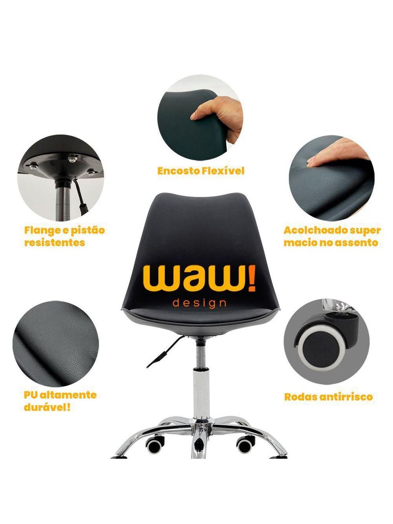 Cadeira Office Giratória Saarinen Com Altura Ajustável Para Escritório E Estudo Preta