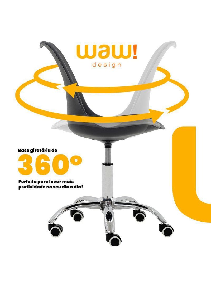 Cadeira Office Giratória Saarinen Com Altura Ajustável Para Escritório E Estudo Preta