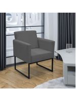 Poltrona Jade Conforto Aconchego Tecido Boucle Base Metálica Chumbo