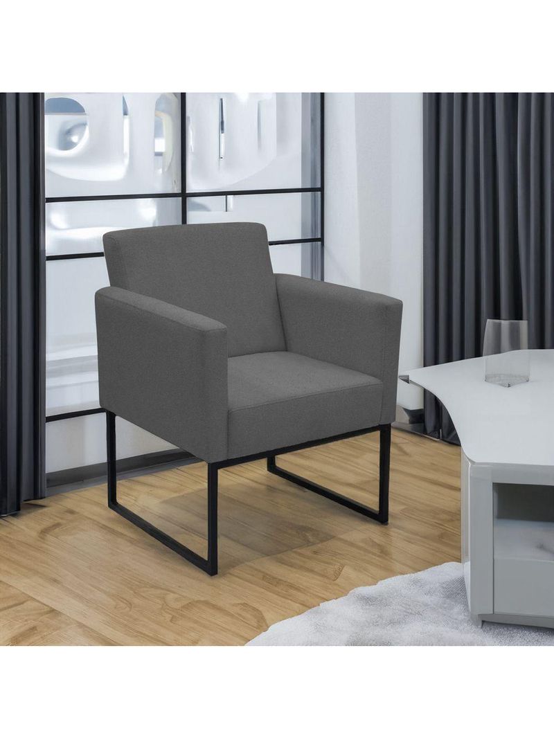 Poltrona Jade Conforto Aconchego Tecido Boucle Base Metálica Chumbo