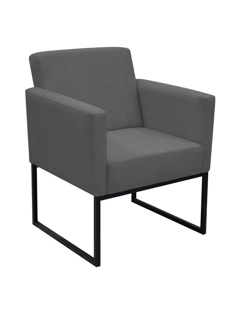 Poltrona Jade Conforto Aconchego Tecido Boucle Base Metálica Chumbo