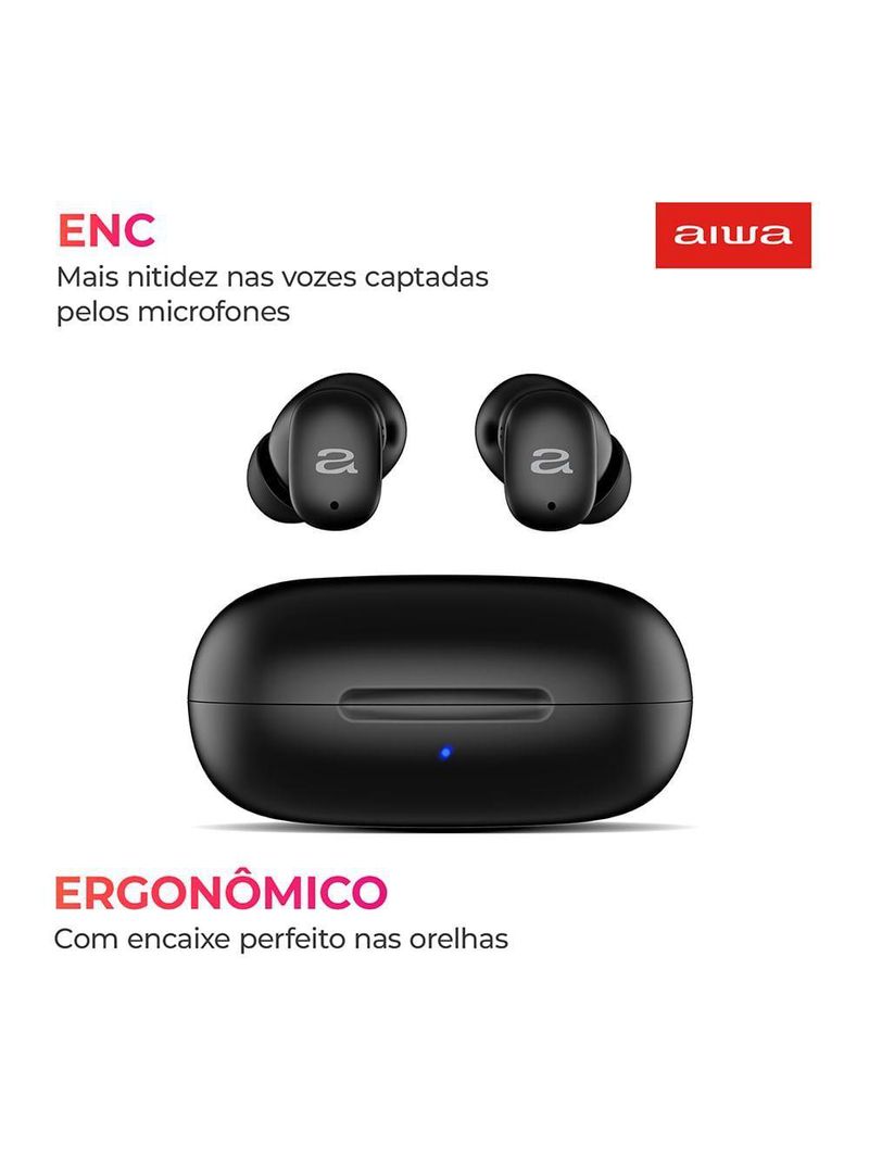 Fone de Ouvido Earbud Aiwa Bt Ipx5 Anc Bivolt
