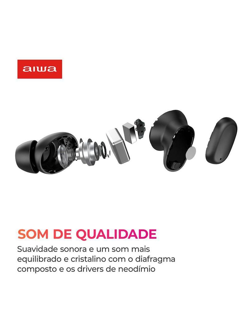 Fone de Ouvido Earbud Aiwa Bt Ipx5 Anc Bivolt